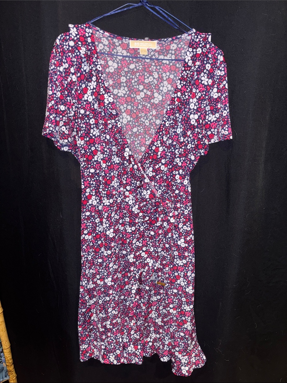 Michael Kors Navy Floral Top with Pink & White Flowers
